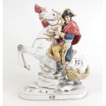 Capodimonte figure group of Napoleon on rearing horse