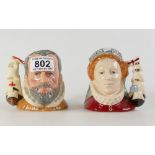 Pair Doulton Limited Edition Spanish Armada Character Jugs - Queen Elizabeth I & King Philip II of