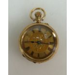 18ct gold ladies French fob watch, overall weight 30.