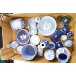 A collection of Wedgwood jasperware items to include planters, vases,