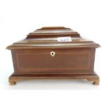 20th Century Inlaid Mahogany jewelry box with internal mirror