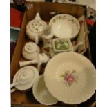 A mixed collection of items to include Wedgwood Wild Strawberry teapot and fruit bowl,