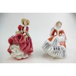 Royal Doulton lady figure Top of the Hill HN1834 and Noelle HN2179 (2)