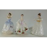 Royal Doulton lady figure Country Rose HN3221, Sheila HN2742 and Kathleen HN3609,