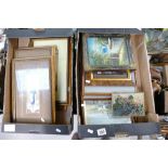 A mixed collection of paintings and prints to include gilt framed prints of alcohol with oil