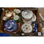 A mixed collection of ceramic items to include early dipped Wedgwood candlesticks (damaged),