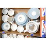 A collection of Royal Doulton Rose Elegans teaware including cups, saucers,