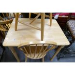 Reproduction small elm kitchen table and two dinning chairs (3)