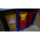 A large mixed collection of Plastic waste bins to include - grey yellow and red rectangular bins