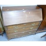 Inlaid Georgian three drawer bureau with box wood and brass inlay to interior drawers