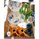 A mixed collection of items to include Art glass vases,