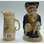 Royal Worcester Blush Ivory jug with lilac floral decoration together with early Ironstone Toby Jug