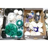 A mixed collection of items to include coloured glass, part teaset,