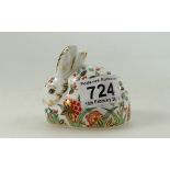 Royal Crown Derby paperweight Meadow Rabbit with gold stopper exclusive for collectors guild ,