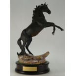Royal Doulton Beswick model of Cancara The Black Horse on wooden base,