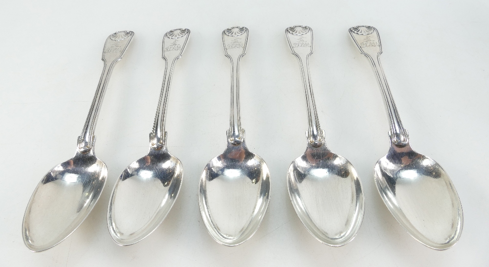 Quantity of English hallmarked silver flatware in the Fiddle, Thread & Shell design,