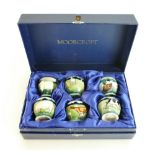 Moorcroft set of 6 egg cups decorated with various farm animals and birds,