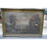 Very large Victorian gilt ornate picture frame, 247 x 172cm.