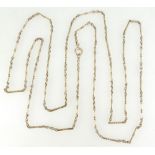 Victorian 9ct ladies watch guard chain, length 137 cm, 38.4 grams.