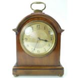 Mappin & Webb mahogany cased mantle clock, 21cm high. Ticking order.