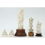 Group of 5 early 20th century Oriental Ivory figurines,