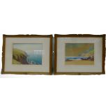 George Trevor, pair watercolours with coastal scenes in gilt frames,