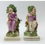 A Pair of early 19th Century Staffordshire Sherratt Style Pearlware Figures, Elijah & The Widow,