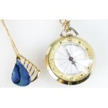 Spartan Time gold plated pocketwatch and chain and Ariki Paua Shell 22ct gold plated pendant and