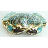 Royal Crown Derby paperweight Cromer Crab, limited edition 2002, gold stopper,