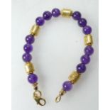 Silver gilt (.925) & Amethyst bracelet, 19cm appx.