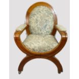Alderman's X frame upholstered oak armchair from Burslem (Stoke on Trent) Council.