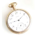 Gold plated Elgin pocket watch with ornate case