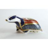 Royal Crown Derby paperweight Moonlight Badger, limited edition Guild Piece, gold stopper and boxed.