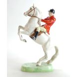 Beswick Huntsman on a Rearing Horse, model 868, rare painted white gloss colourway.