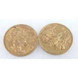 Full gold Sovereign coins x 2 - Queen Victoria - 1898 &1899 - both aVF condition.