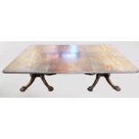 William IV Cuban mahogany twin pillar extending dining table, in unrestored condition,