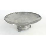 Art Deco pewter footed tazza, impressed marks 'Period pewter', diameter 24.5cm.
