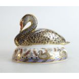 Royal Crown Derby paperweight Black Swan, limited edition commissioned by Royal Doulton 2002,