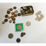 A collection of old coins including 1697 penny, 1672 halfpenny, 1901 & 1914 farthings,