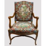 20th century French Louis XV style carved oak armchair,