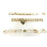 9ct ladies gate bracelet and two other 9ct gold bracelets, 23.