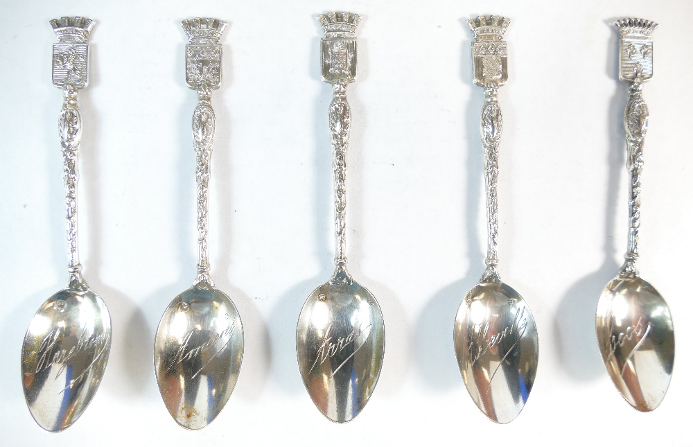 Group of silver items - 5 French silver spoons, a medallion for pharmacy and a Masonic Jewel, - Image 3 of 3