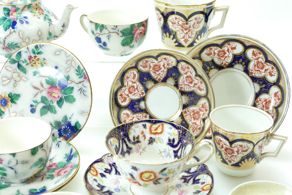 A collection of china trios, cups and saucers by Wileman, Crown Ducal part Tea set, - Image 3 of 4