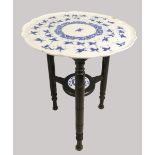 Anglo-Japanese Aesthetic side table with the original period revolving Minton porcelain plate