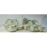 Shelley Regent shaped coffee service, 15 pieces (one saucer with nip to outer edge).