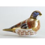 Royal Crown Derby paperweight Linnet, a special edition in 2002, gold stopper,