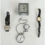 A collection of vintage watches including Gents Tempex steel watch, Sekonda pocket watch,
