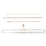 9ct necklace, two 9ct bracelets, a crucifix and another 9ct necklace, 14 grams (5).