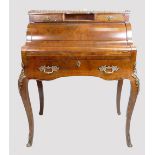 19th century French Louis XV style walnut ladies cylinder pull out writing desk,