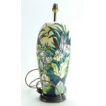 Moorcroft tall Bulrush and Waterlilly decorated vase, fitted as a table lamp.
